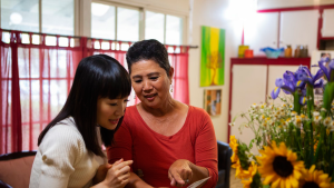 Professional organizer helping a client