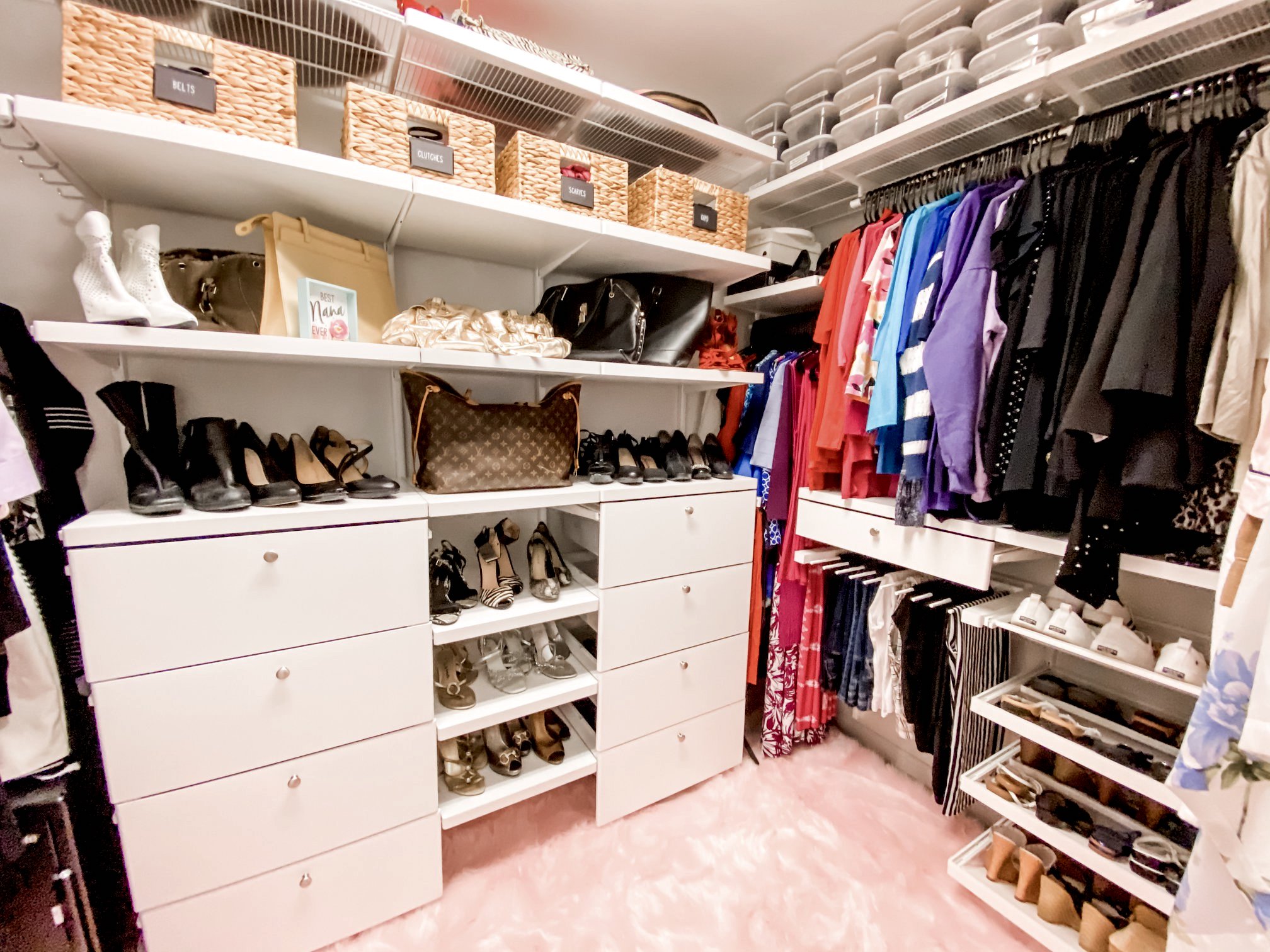 Woman organizing closet