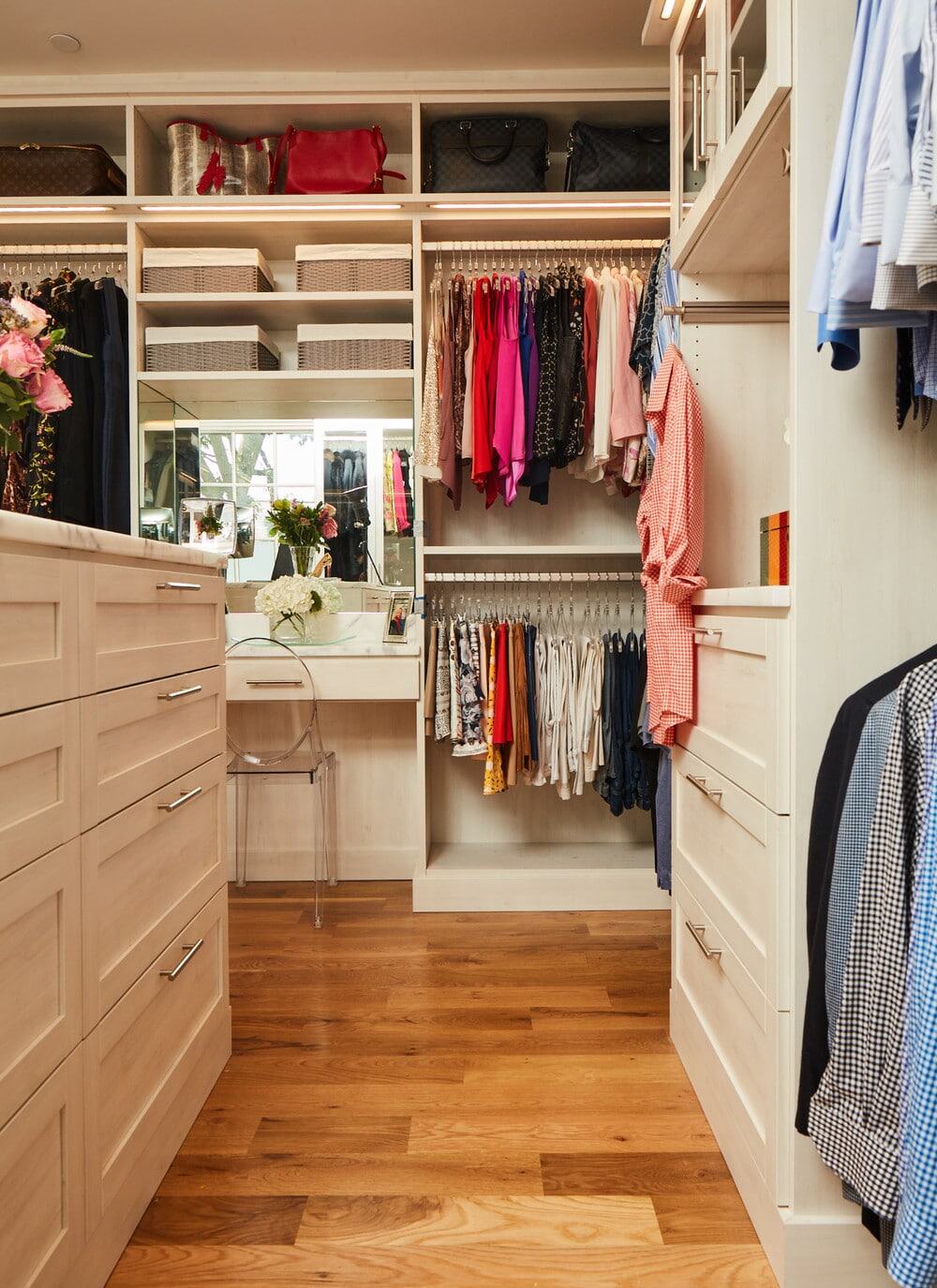 Custom decluttered and organized closet