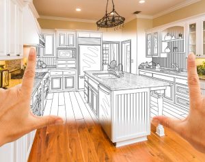 Home organizer conceptualizing and consulting on kitchen redesign