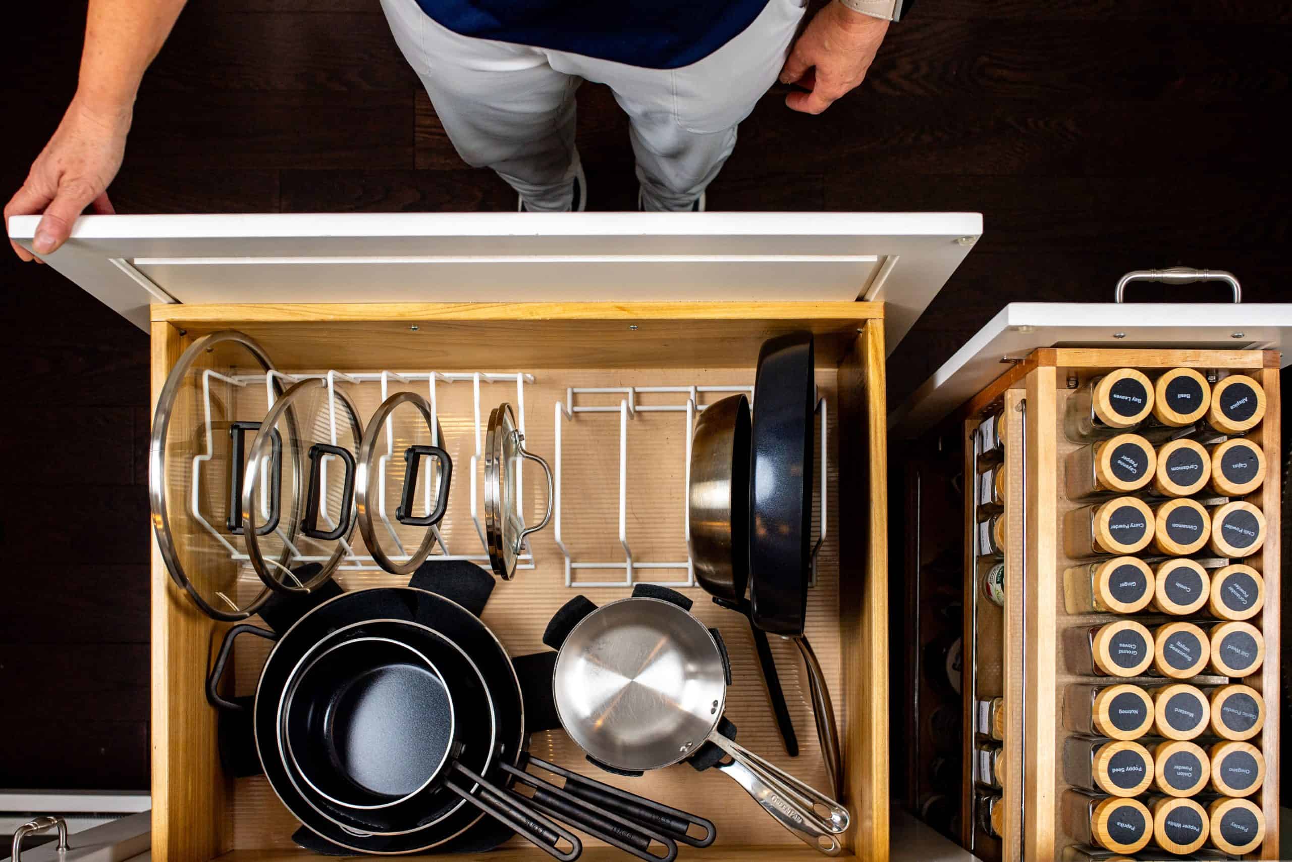 Beautifully organized kitchen drawer organized by professional organizer