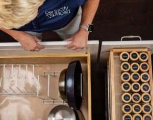 St. Louis West County Home organizing expert working in a kitchen drawer