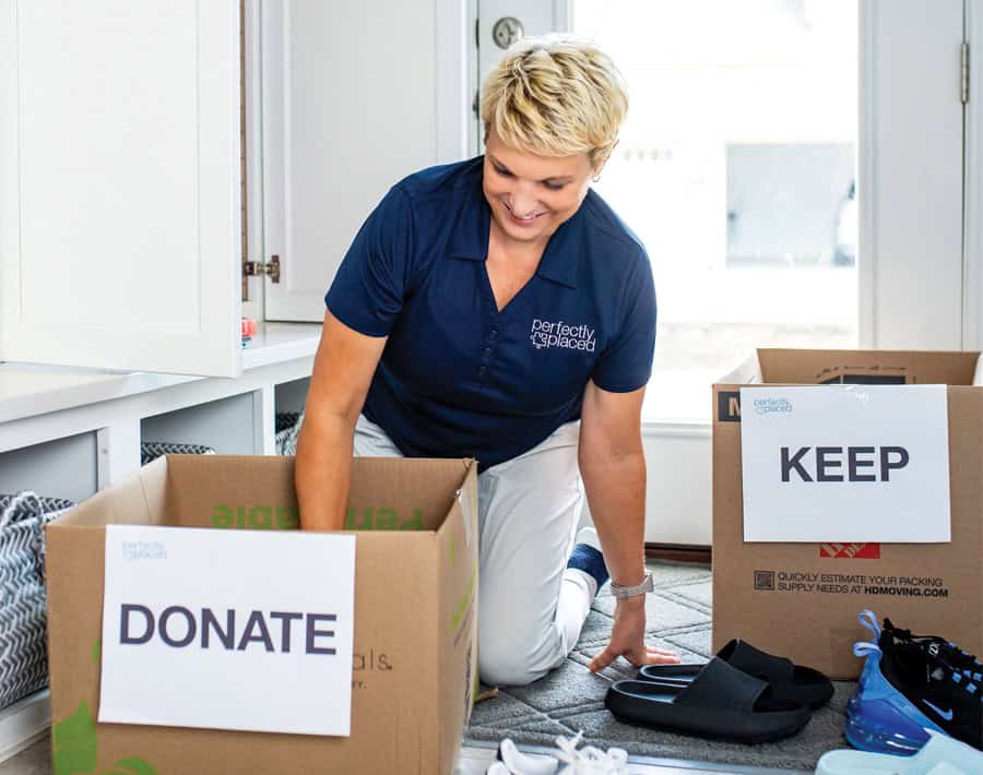 St. Louis home organizer sorting and decluttering